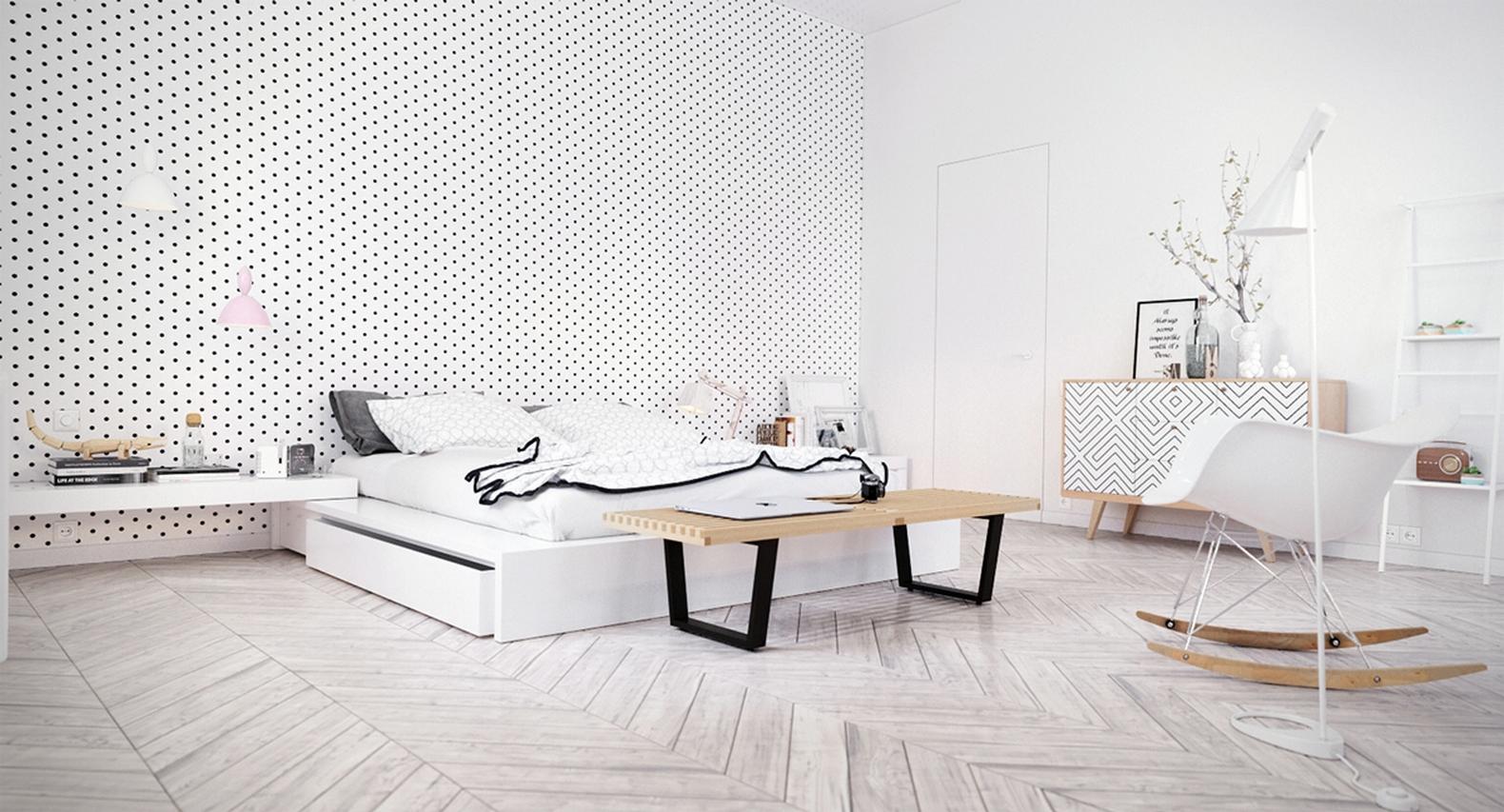 Scandinavian-inspired wallpaper installation by Farmingdale Patterns