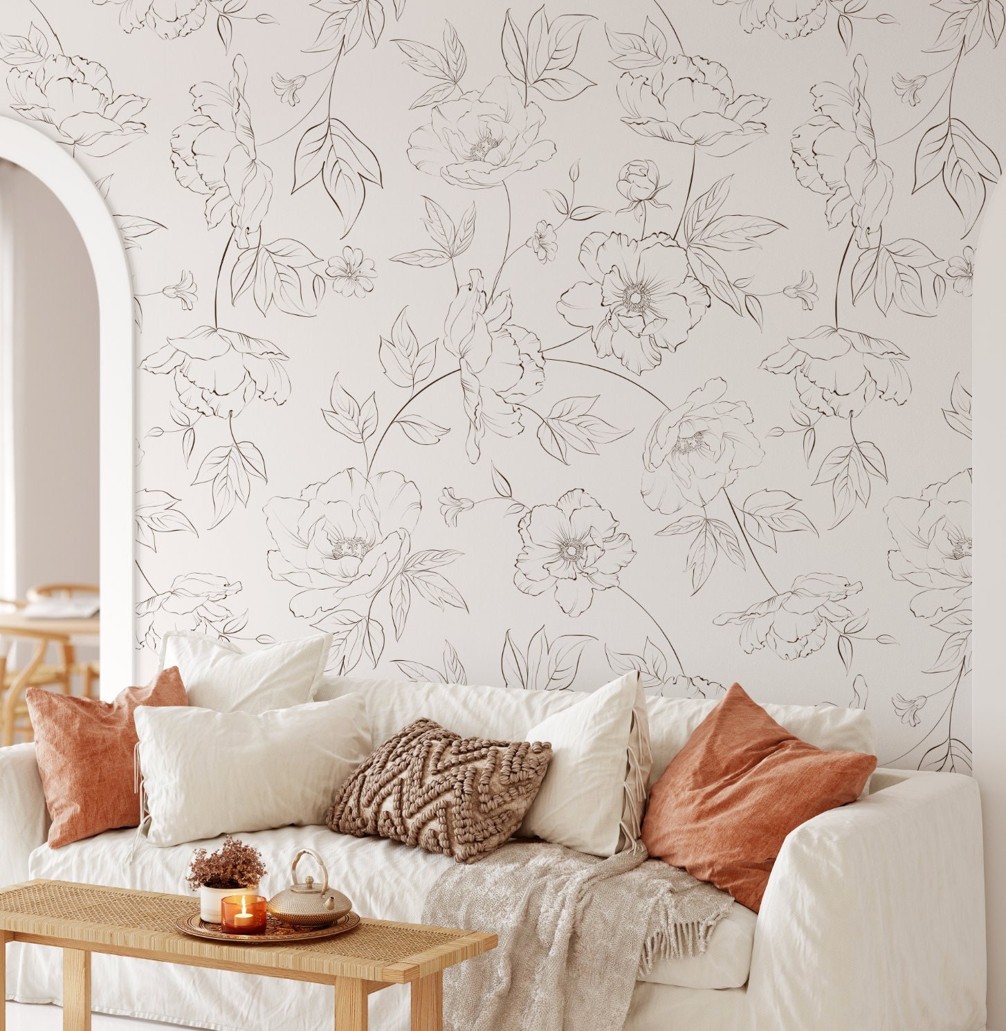 Modern wallpaper pattern installation in a residential project